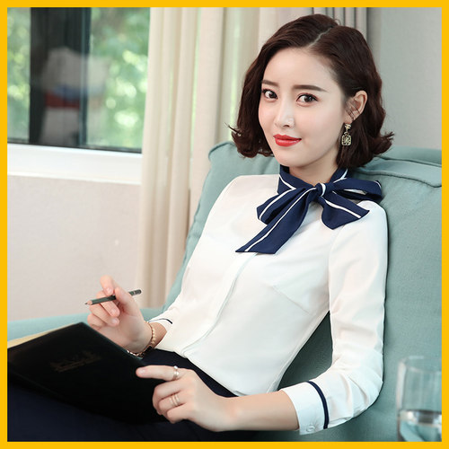 酒店前台收银接待职业套装女衬衫长袖餐饮部长制服气质春秋工作服