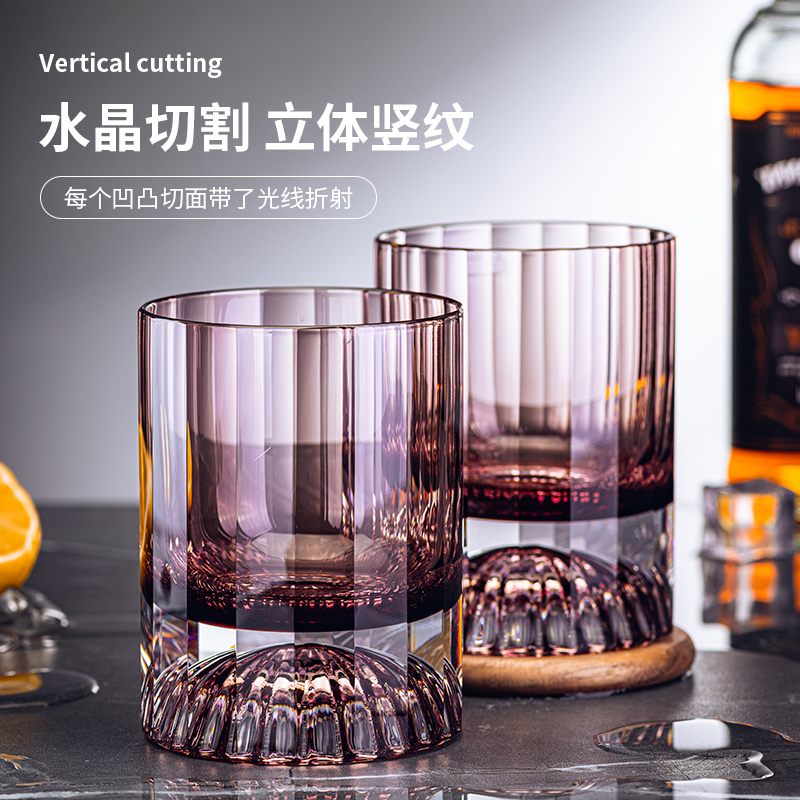 威士忌酒杯家用水晶玻璃创意洋酒杯子啤酒杯高颜值切面酒吧套装