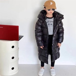 2024新款黑金儿童羽绒服中长款男童女童极寒加厚中童大童宝宝外套