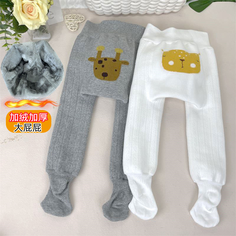 婴儿打底裤加绒加厚大PP女儿童连体袜纯棉1-3岁2男宝宝连裤袜秋冬