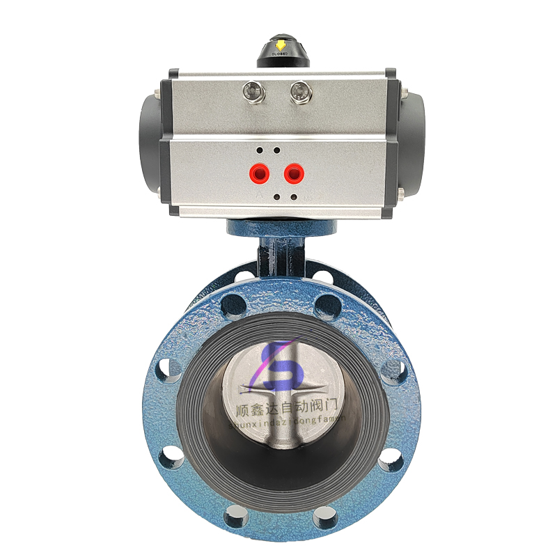 气动法兰蝶阀D641X-16Q衬胶水阀通风对夹软密封不锈钢体切断调节