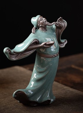 新中式诗仙李白禅意历史人物摆件陶瓷工艺品客厅书房茶室桌面装饰