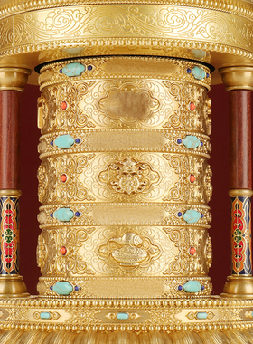 慧宝电动转金轮静音转轮铜插电怀旧礼物办公室桌面藏式转动筒摆件