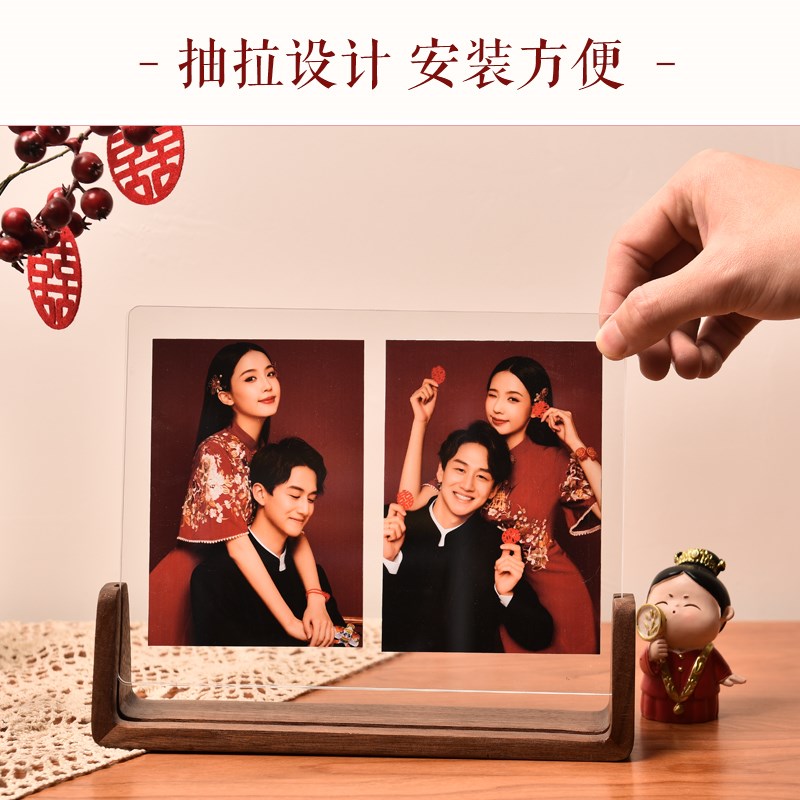 高档实木6 7寸洗照片登记照婚纱照订婚结婚喜嫁纪念展示相框摆台
