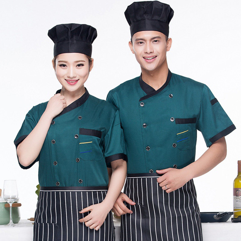 厨师服短袖酒店餐厅厨房饭店后厨服装餐饮服务员厨师工作服男女夏
