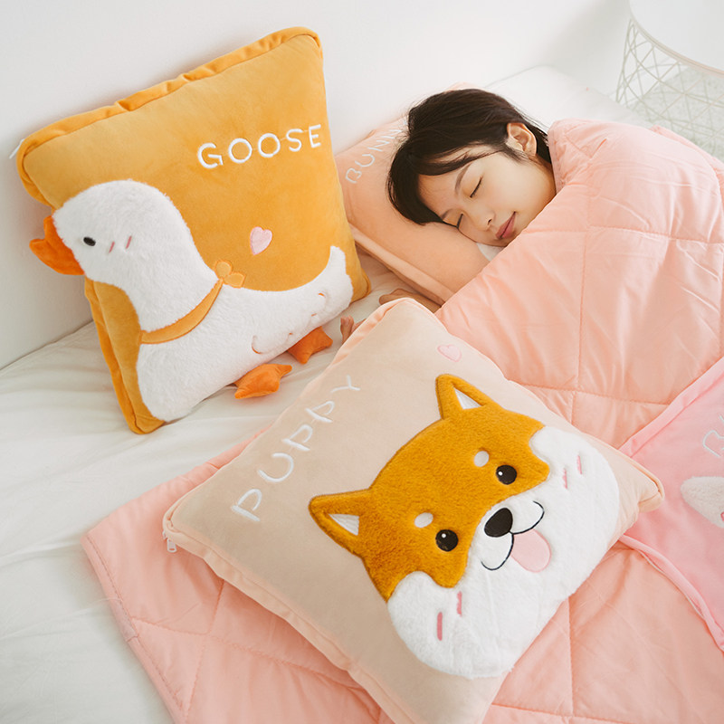 抱枕被子两用午休空调被折叠汽车载枕头办公室午睡毯子二合一靠枕