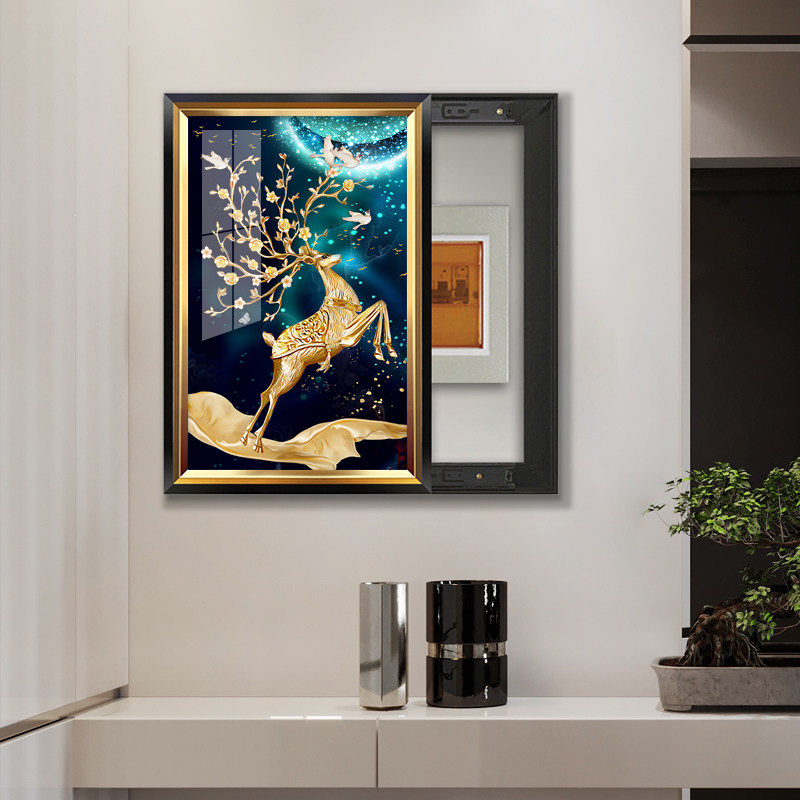 竖版电表箱装饰画竖款免打孔九鱼图配电箱遮挡装挂画客厅美式壁画,家居饰品,现代装饰画,淘宝优惠券,粉丝福利购,淘宝优惠卷