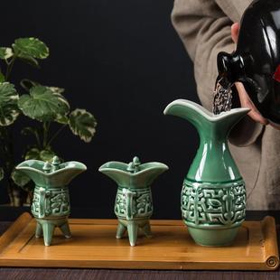 家用白酒清烈酒杯子酒壶中式 陶瓷创意仿古代宫廷风酒具套装 分酒器