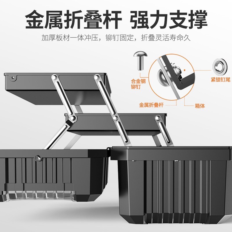 KOMAX工具箱家用车载维修多功能手提三层折叠大号五金收纳箱