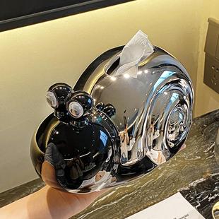 饰蜗牛纸巾盒家用客厅茶几陶瓷面巾盒高颜值餐桌抽纸盒轻奢高档 装