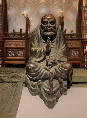农村回流老物件达摩祖师佛像黄铜板凳佛老铜像古董旧货摆件收藏