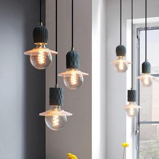 北欧工业风艺术咖啡厅餐饮吧台床头灯橱窗水泥组合小吊灯led