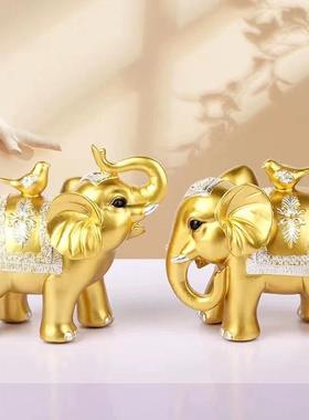 新款树脂大象工艺品摆件一对泰国吉象旅游礼品新房酒柜电视柜摆设