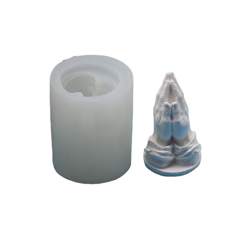 双手合十蜡烛硅胶模具装饰DIY翻糖模具手工皂模具香薰石膏 模