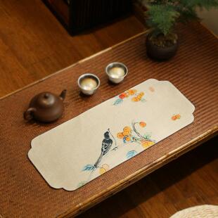 麻布防滑茶垫中式茶席古画 画干泡垫防水单人茶巾布垫子桌旗茶道