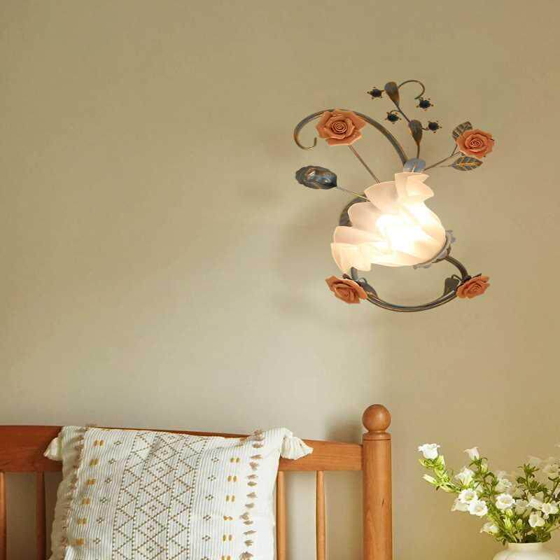 创意新款田园风格蓝色铁艺壁灯客厅卧室灯床头壁灯地中海欧式灯具