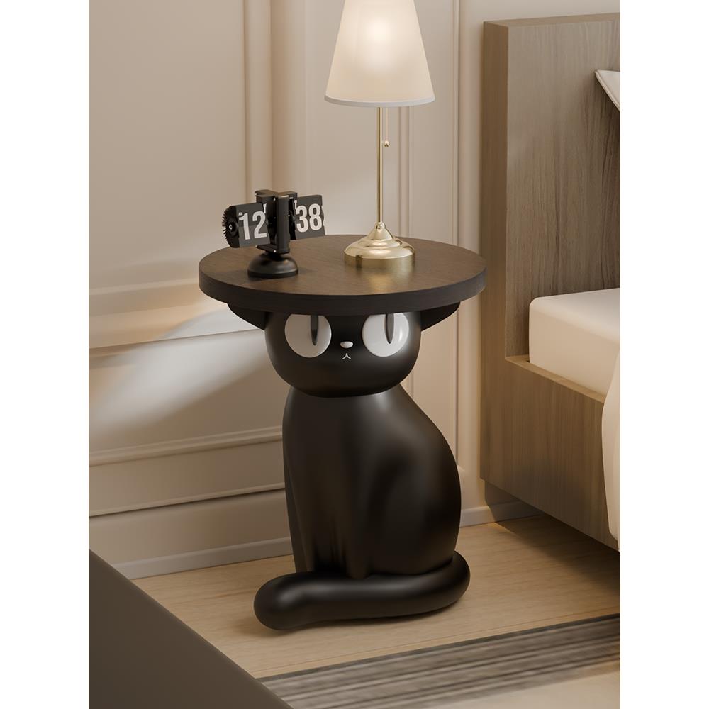 客厅黑猫茶几装饰落地摆件家居客厅电视柜边几玄关床头柜置物架