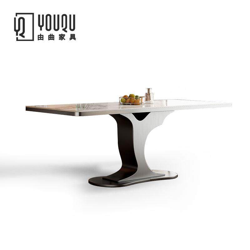 岩板餐桌椅组合现代简约意式极简别墅家用奢石不锈钢长方形吃饭桌,住宅家具,岩板餐桌,淘宝优惠券,粉丝福利购,淘宝优惠卷