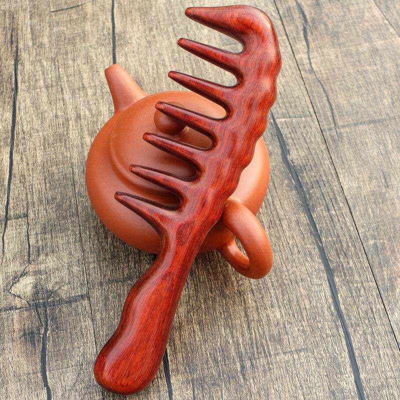 天然紫檀木梳子宽齿粗大齿洗漱梳男女通用按摩梳顺髪梳子长20厘米