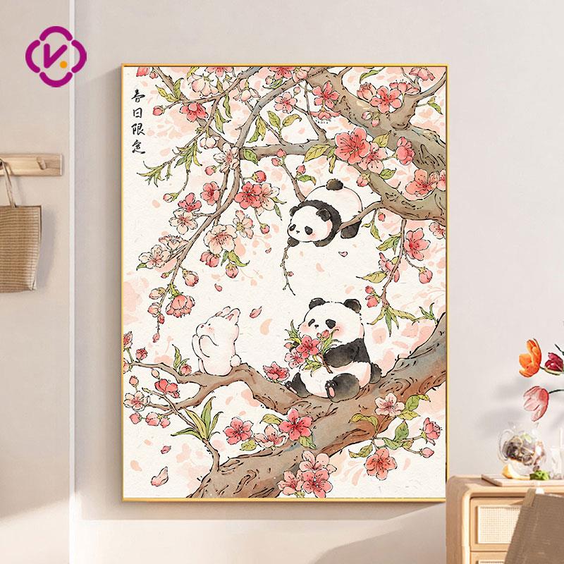 珂云春日限定钻石画2024新款手工diy客厅点贴粘钻竖版贴钻十字绣