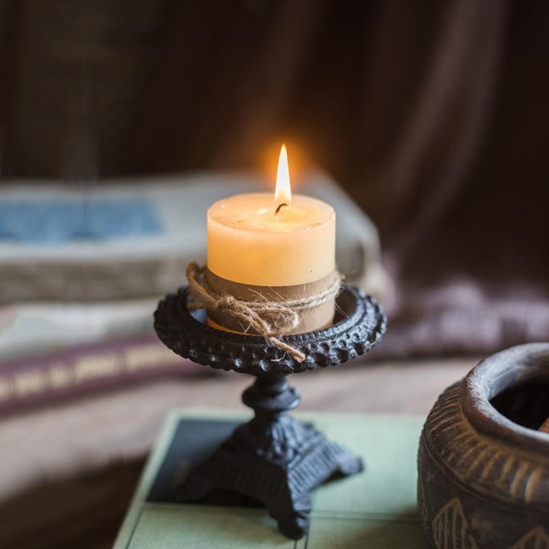 欧式复古铸铁餐桌烛台铁艺松果蜡台家居客厅桌面蜡烛台装饰摆件