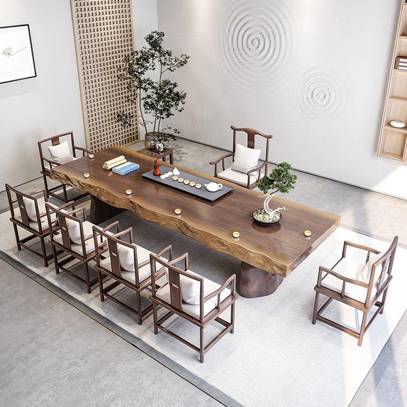 实木茶桌 新中式禅意泡茶桌椅组合 办公客厅功夫茶几大板桌茶台