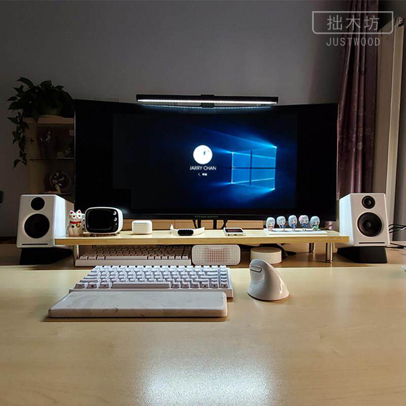 实木电脑萤幕增高架子办公室桌面简约台式护颈屏幕电视擡高底座