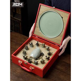 SM轻奢十二生肖酒杯酒具礼盒套装 陶瓷白酒杯分酒器高档烈酒