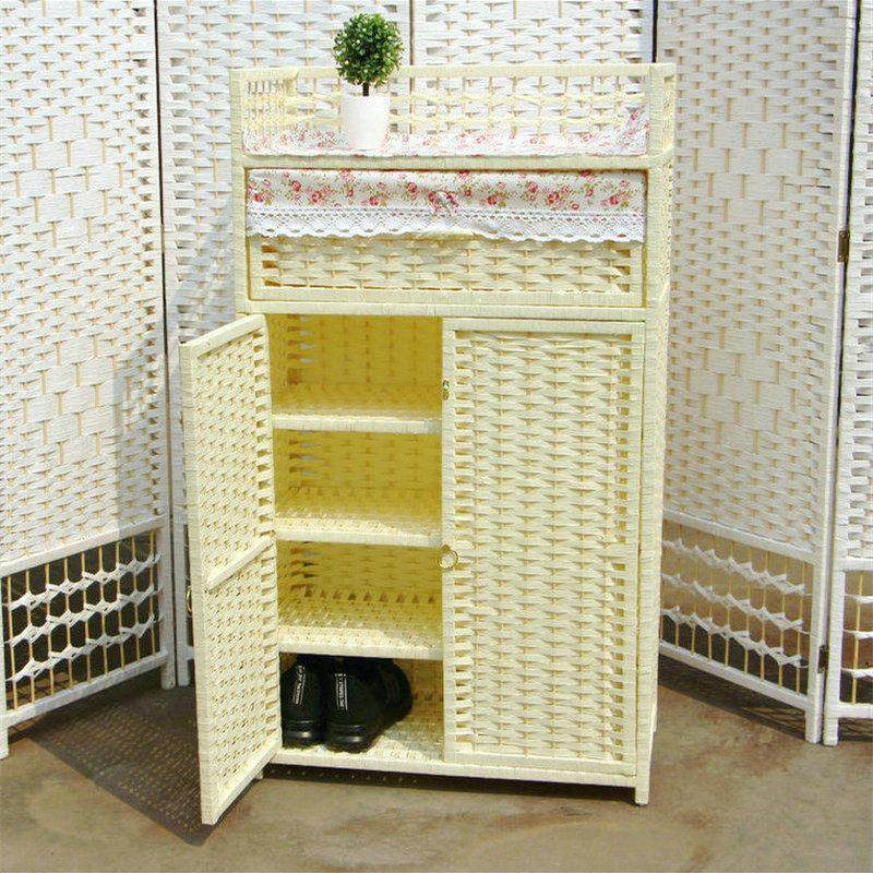 收纳柜简易收纳储物柜藤编儿童衣柜鞋柜多层鞋架抽屉门厅柜子实木,收纳整理,鞋柜,淘宝优惠券,粉丝福利购,淘宝优惠卷