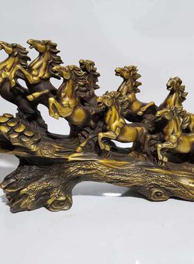 黄铜八骏雄风马店铺开业乔迁礼品纯铜八骏马摆件书房办公室装饰品