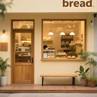 入户纯实木门窗定制网红店铺咖啡店面包甜品店上下折叠推拉对开窗