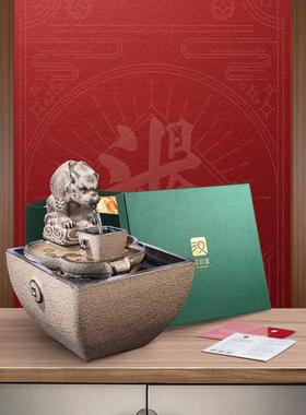 陋石坊日进斗金流水生财摆件创意办公室前台茶室桌面开业送礼物