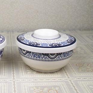 五和W009蓝白6寸带盖汤碗,纯三聚氰胺保温,环保无毒无味