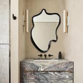 异形黑色智能防雾卫浴镜小众ins高颜值镜子创意不规则艺术化妆镜