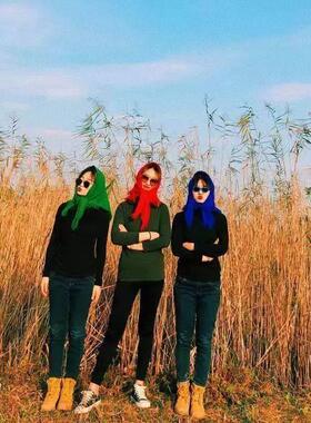 东北头巾女大花棉袄方巾2024新款老式农村妇女村姑红绿色围巾时尚