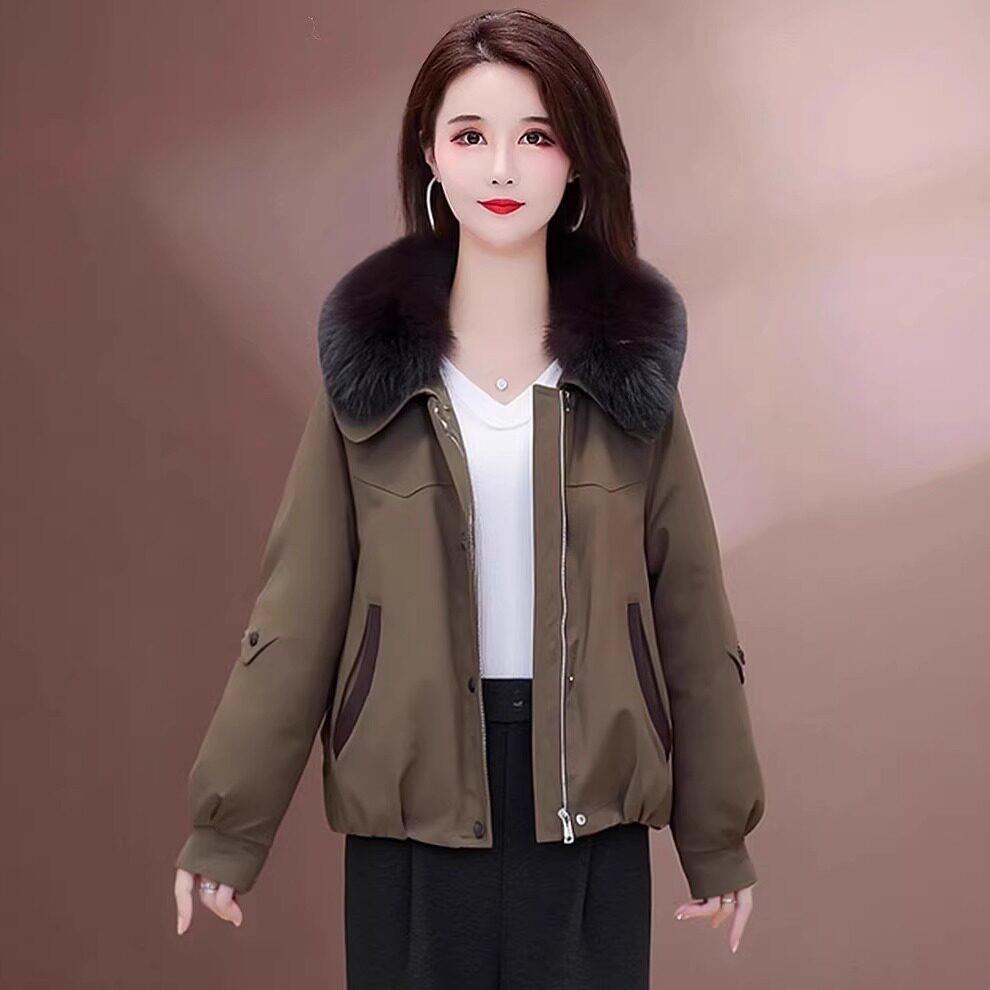 极速毛领派克短款羽绒服女2026冬季新款妈妈装小个子百搭显高显瘦
