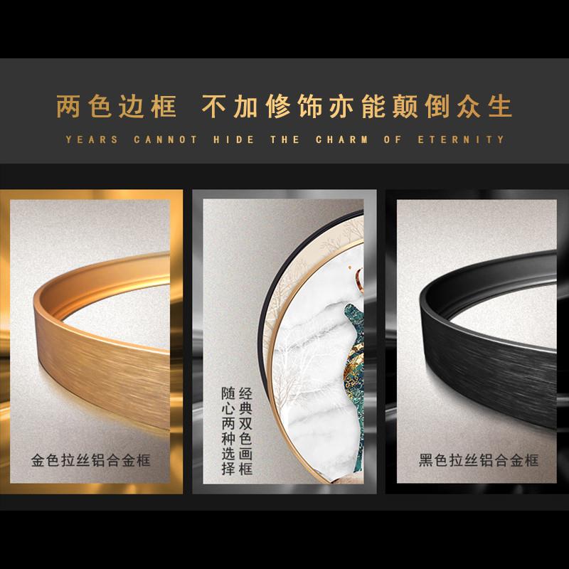 新品高档发财鹿轻奢餐厅装饰画现代简约饭厅墙面壁画客厅创意圆形图片