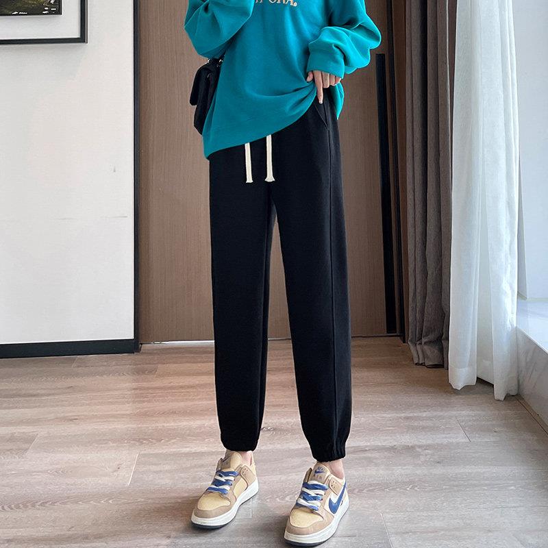 极速火龙果色运动裤女春秋季2026欧货卫裤小个子休闲裤收口束脚卫