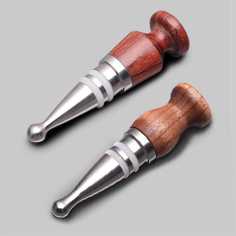 新品316食品级不锈钢酒塞红酒保鲜塞高档家用胡桃木葡萄酒瓶塞密