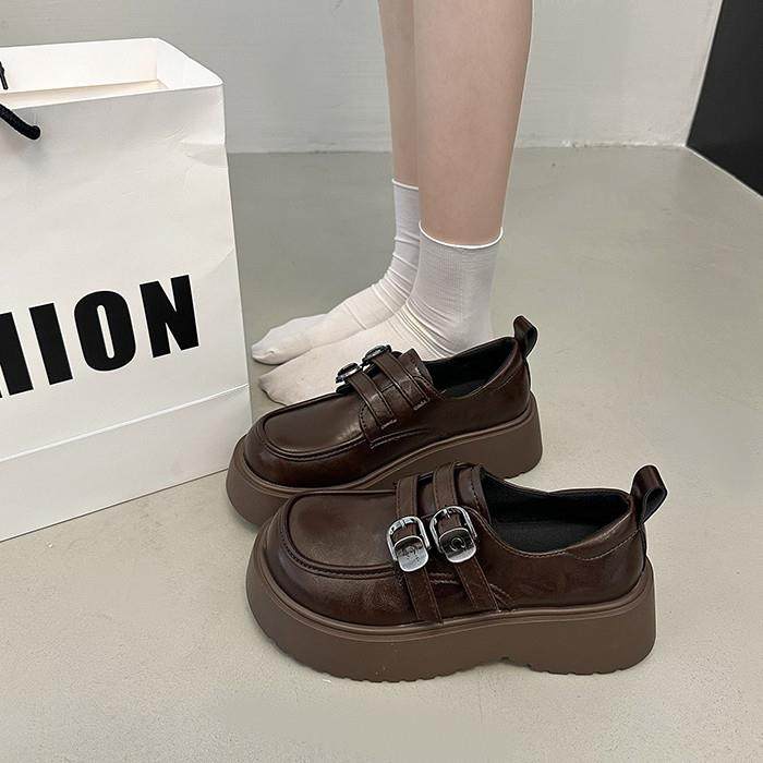 推荐英伦风黑色厚底小皮鞋女秋法式单鞋2025新款松糕平底玛丽珍乐,女鞋,深口单鞋,淘宝优惠券,粉丝福利购,淘宝优惠卷