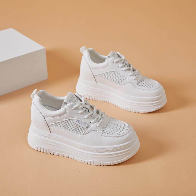 推荐松糕鞋女增高7cm网面透气厚底真皮百搭显瘦防滑休闲轻便小白,女鞋,松糕（摇摇）鞋,淘宝优惠券,粉丝福利购,淘宝优惠卷