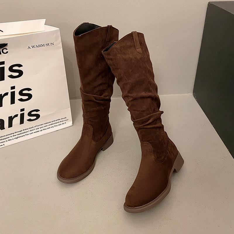 推荐复古棕色V口不过膝长