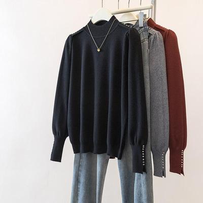 推荐新品胖mm半高领钉珠毛