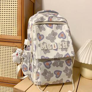 推荐书包女初中生高中生爱心涂鸦双肩包高颜值日系小学生36年级