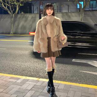 推荐2024新款皮草外套女秋冬款加厚毛毛上衣高级感立领中长款厚外