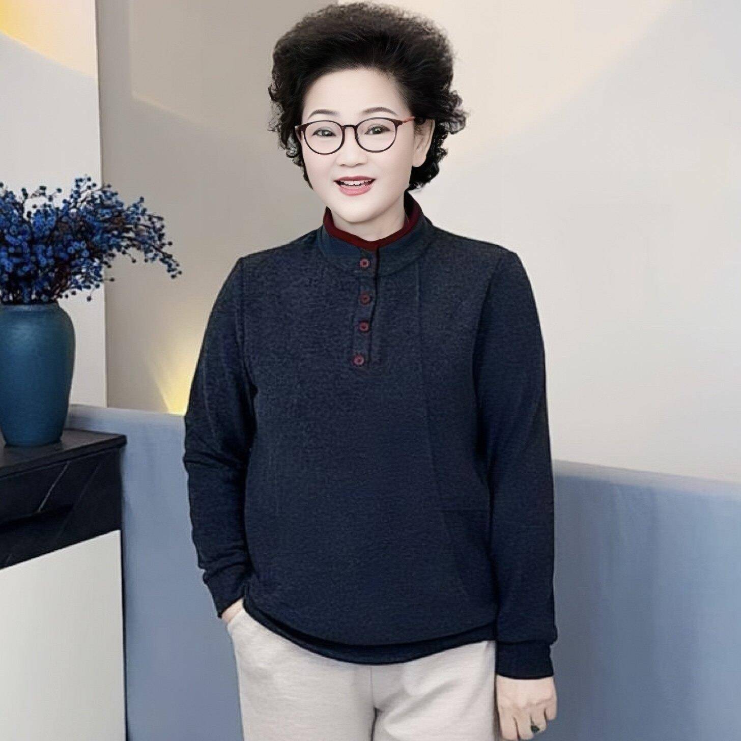 极速中老年女装妈妈打底衫冬加厚内搭可外穿小衫双面一体绒保暖上