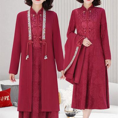 中年妈妈春秋连衣裙2025新