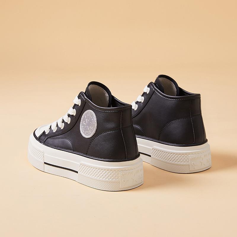 推荐高帮帆布鞋女增高6cm4