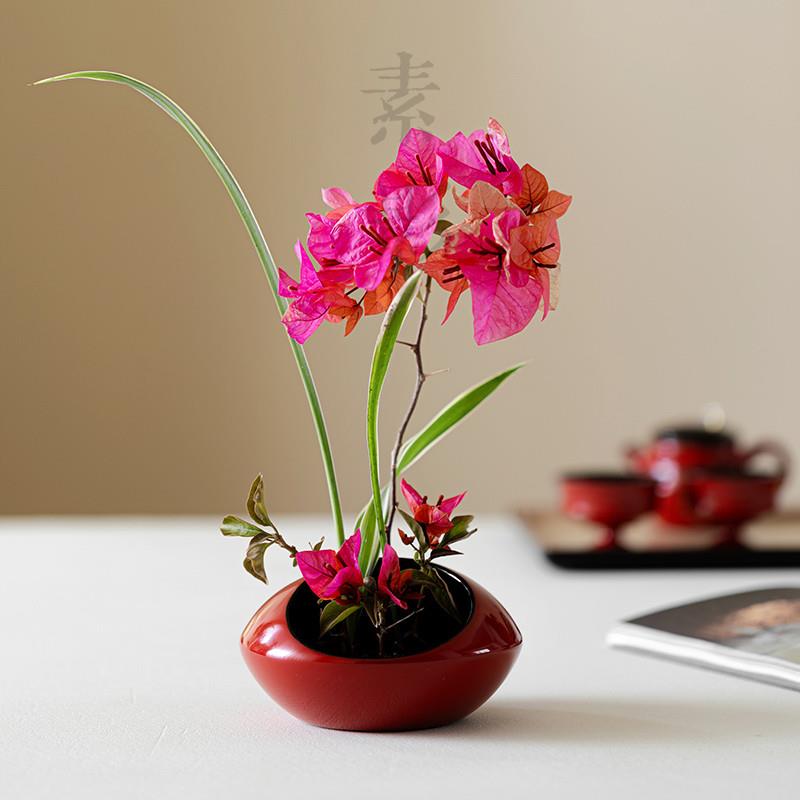 陶瓷花瓶结婚喜庆客厅摆件中国红供佛风水创意复古插花家居装饰品