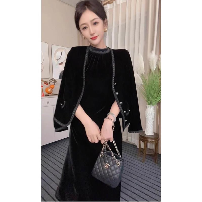 极速金丝绒外套女士春秋欧货新款时尚气质遮肉休闲显瘦小香风西装